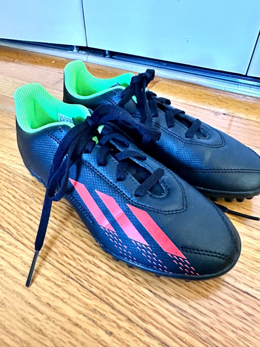 Adidas X Speedportal .4 TF Youth Size 2.5 Soccer Cleats Turf Shoes Black Red